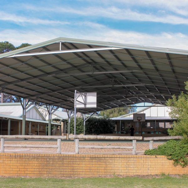 Shade Structure covering basketball court - Outdoor World